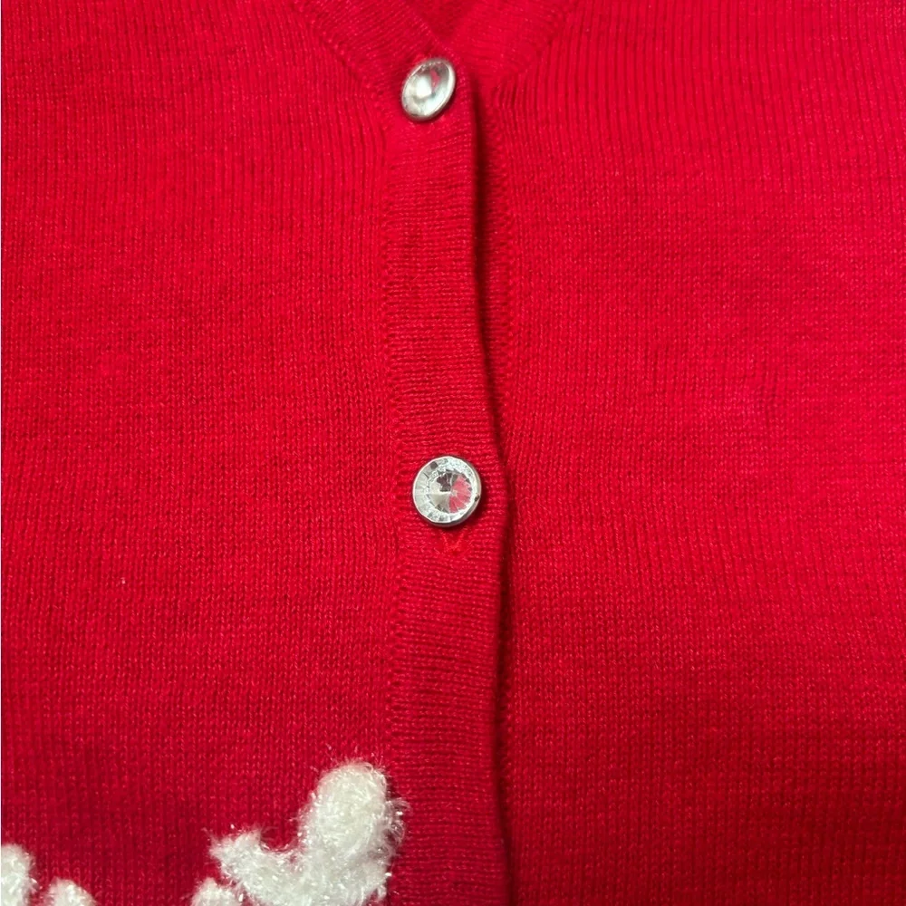 Mercer Street Studio Festive Red Cardigan with Cream Snowflakes Ugly Christmas